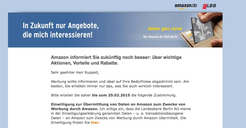 Landesbank Berlin gibt Kontodaten an Amazon weiter